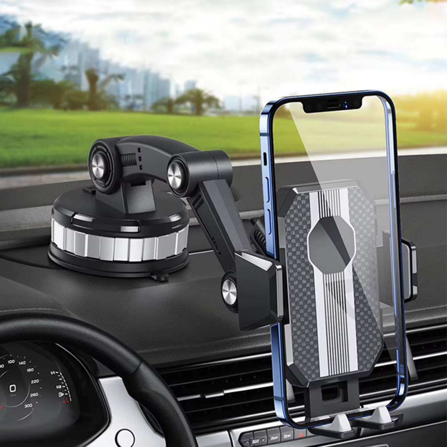 Car Phone Holder | Strong Suction Cup | Cell Phone Holder for Car with 360° Rotation and One-Handed Operation 0
