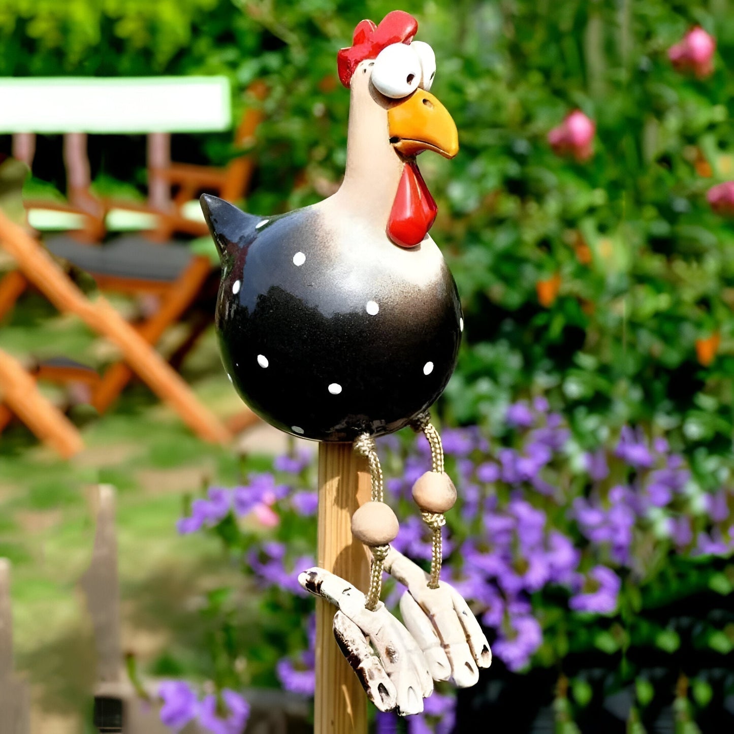 Garden Statue | Weatherproof Resin | Playful Big-eyed Chicken Garden Ornaments - 9