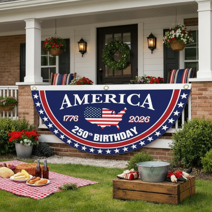 250th Anniversary USA Fan Flag | Handcrafted Heavy-Duty Double-Layer Banner | Weather-Resistant UV-Proof Commemorative Flag 0