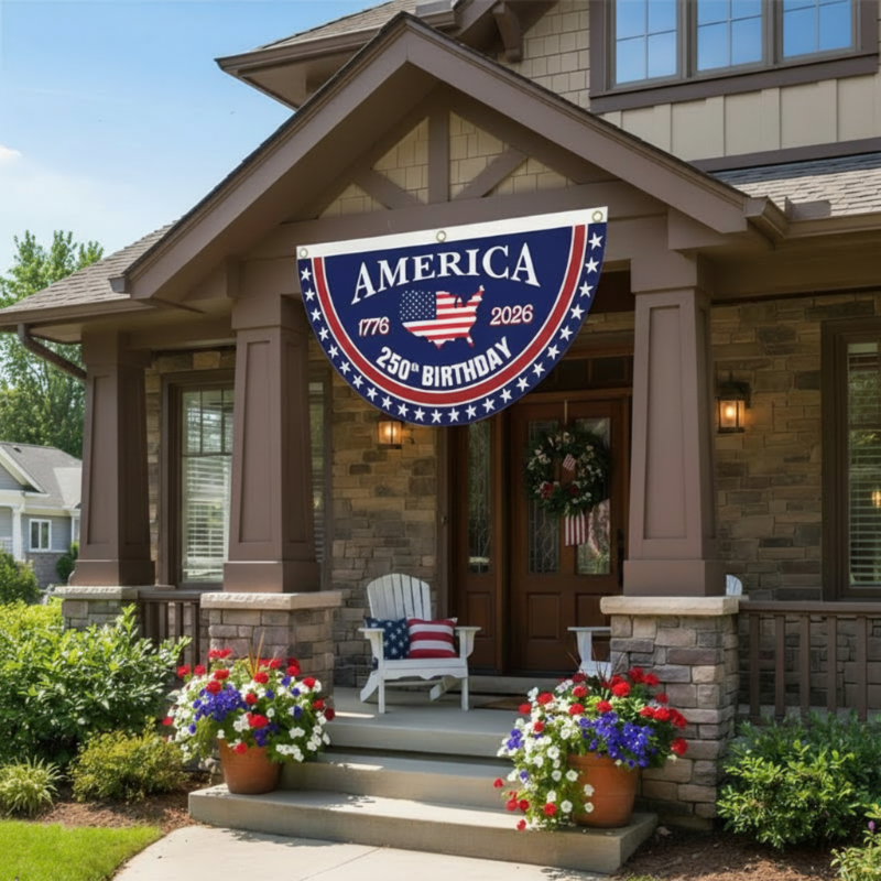 250th Anniversary USA Fan Flag | Handcrafted Heavy-Duty Double-Layer Banner | Weather-Resistant UV-Proof Commemorative Flag 4