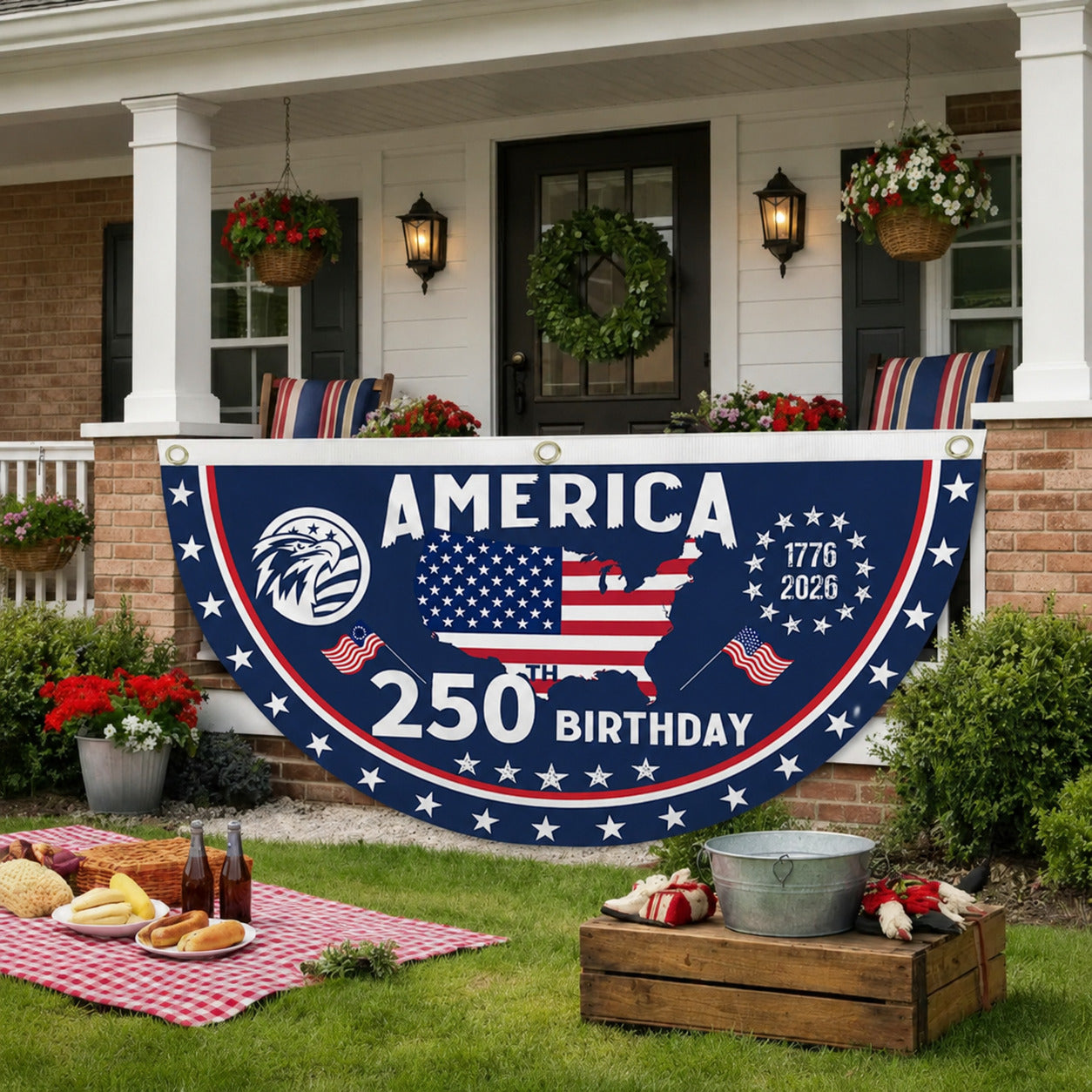 250th Anniversary USA Fan Flag | Handcrafted Heavy-Duty Double-Layer Banner | Weather-Resistant UV-Proof Commemorative Flag 9