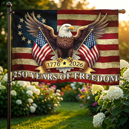 American Flag Banner | 250 Years of Freedom Commemorative Design | Weather-Resistant Patriotic Eagle Flag 1776-2026 3
