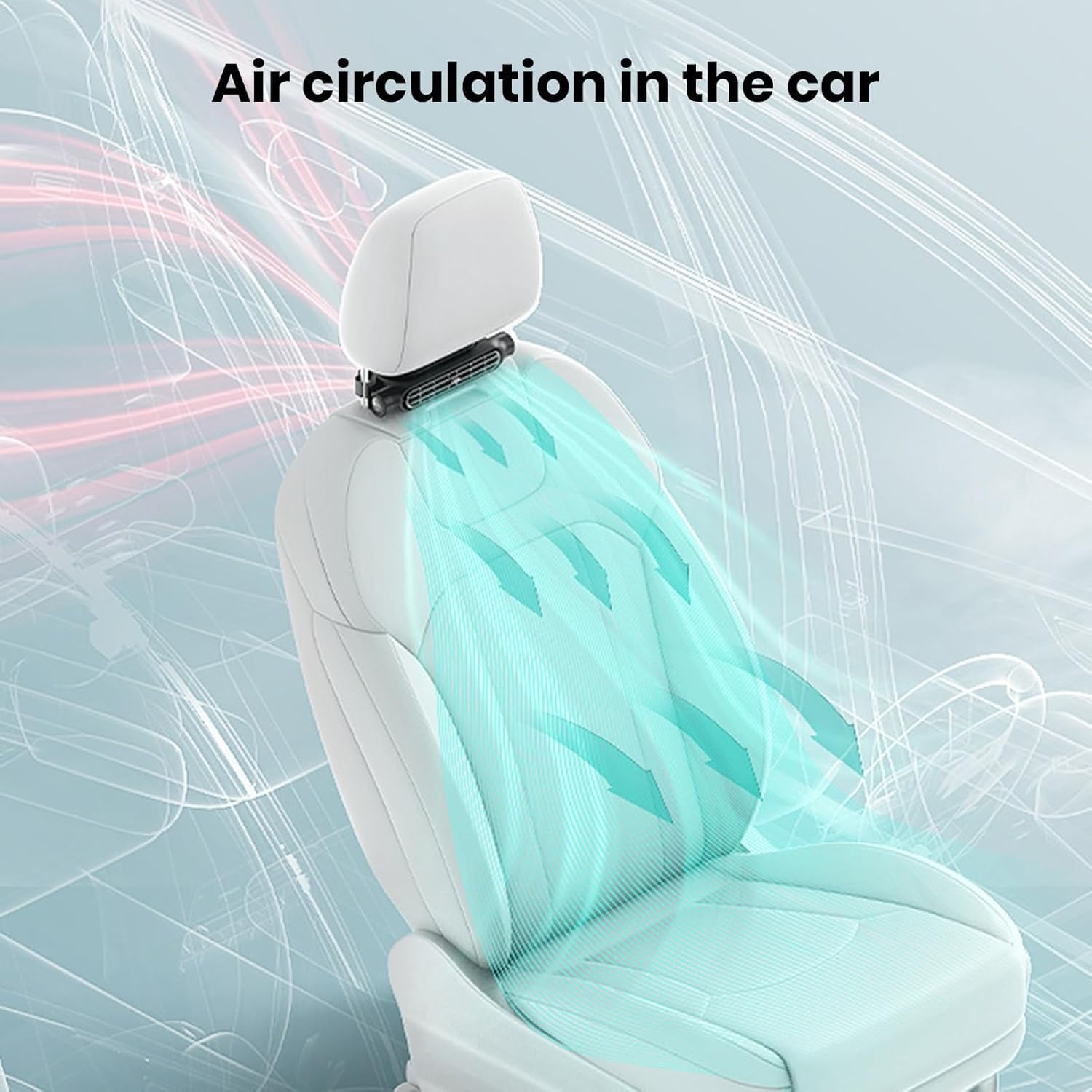 Car Fan | Bladeless Design with Three Speed Settings | USB Fan for Car and Headrest Mount - 4