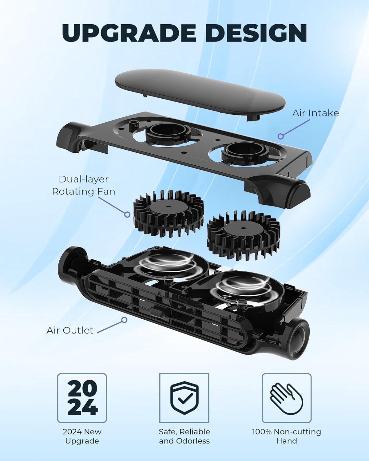 Car Fan | Bladeless Design with Three Speed Settings | USB Fan for Car and Headrest Mount - 10