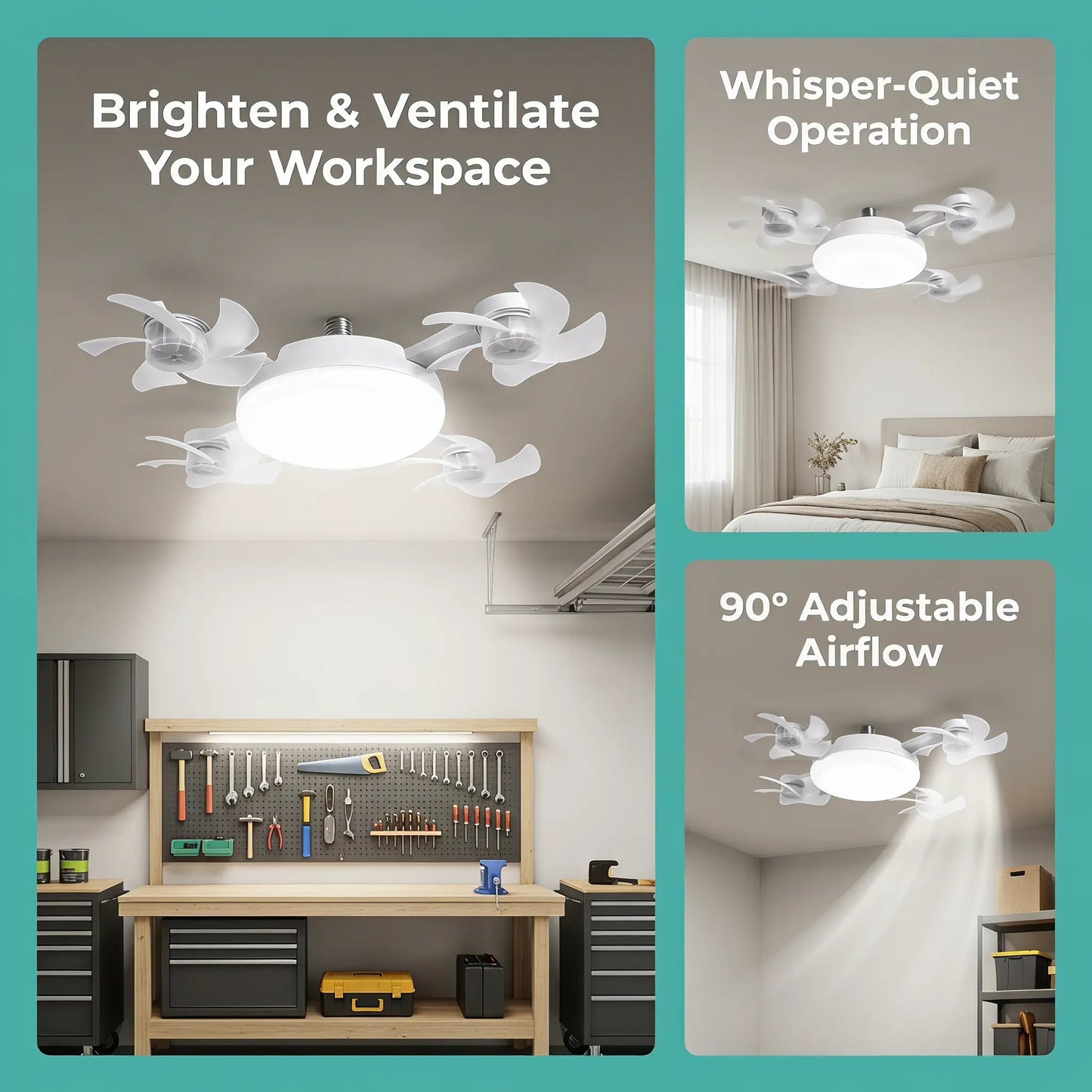 Ceiling Fan Light | E27 Socket Compatibility | Modern Flush Mount Ceiling Fan Lighting Fixture 0