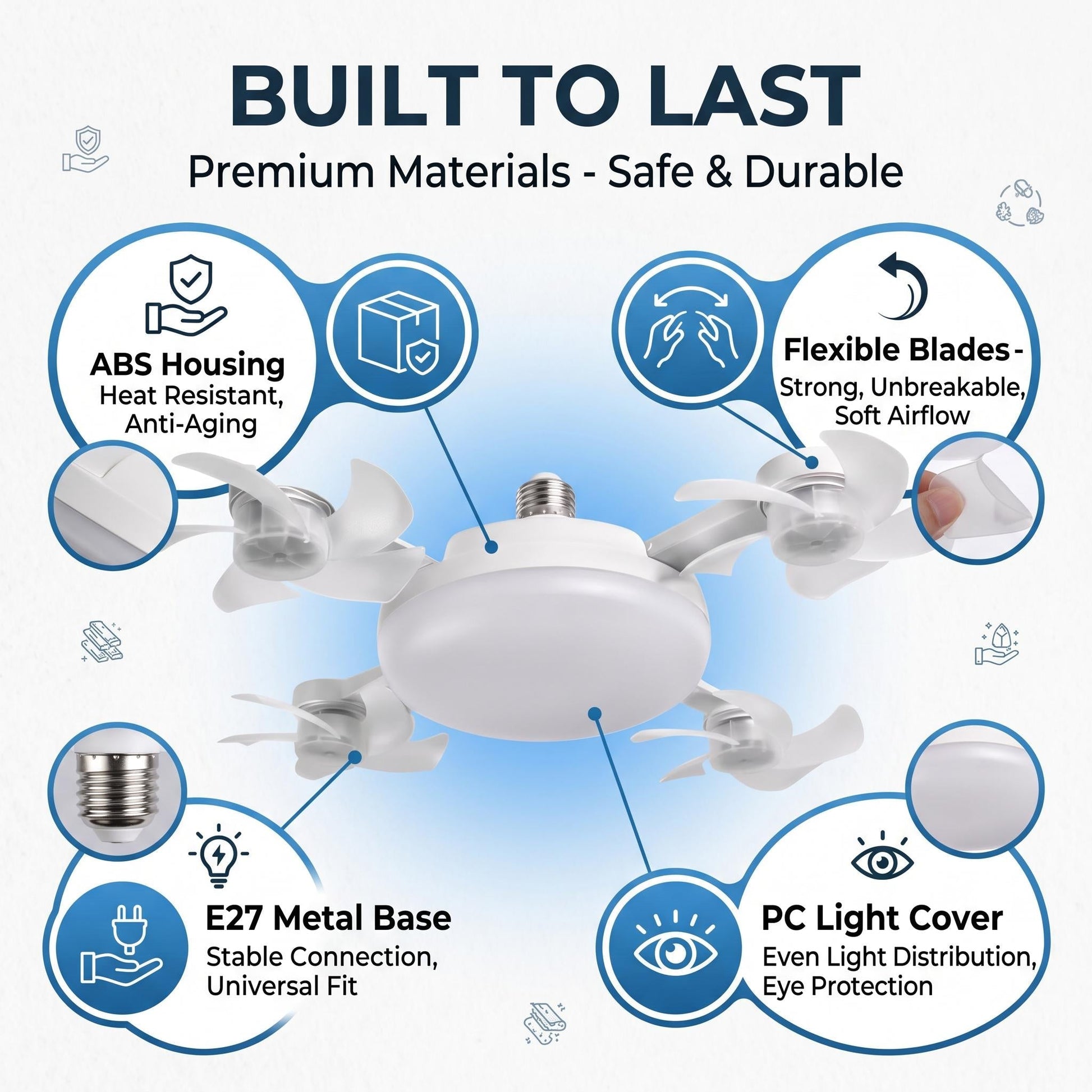 Ceiling Fan Light | E27 Socket Compatibility | Modern Flush Mount Ceiling Fan Lighting Fixture 1