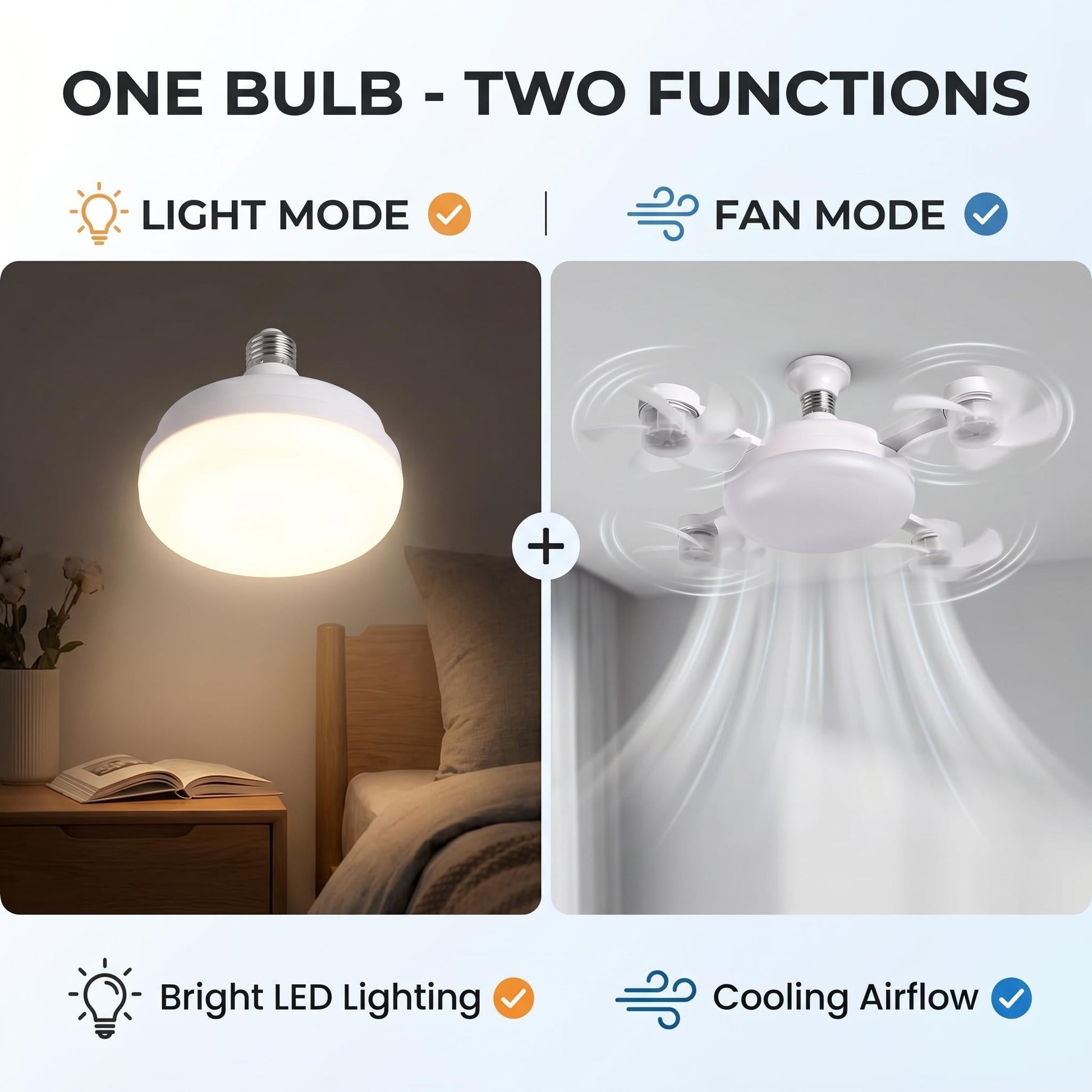 Ceiling Fan Light | E27 Socket Compatibility | Modern Flush Mount Ceiling Fan Lighting Fixture 2