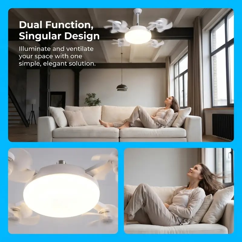 Ceiling Fan Light | E27 Socket Compatibility | Modern Flush Mount Ceiling Fan Lighting Fixture 6