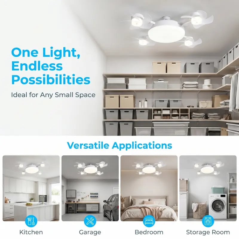 Ceiling Fan Light | E27 Socket Compatibility | Modern Flush Mount Ceiling Fan Lighting Fixture 7