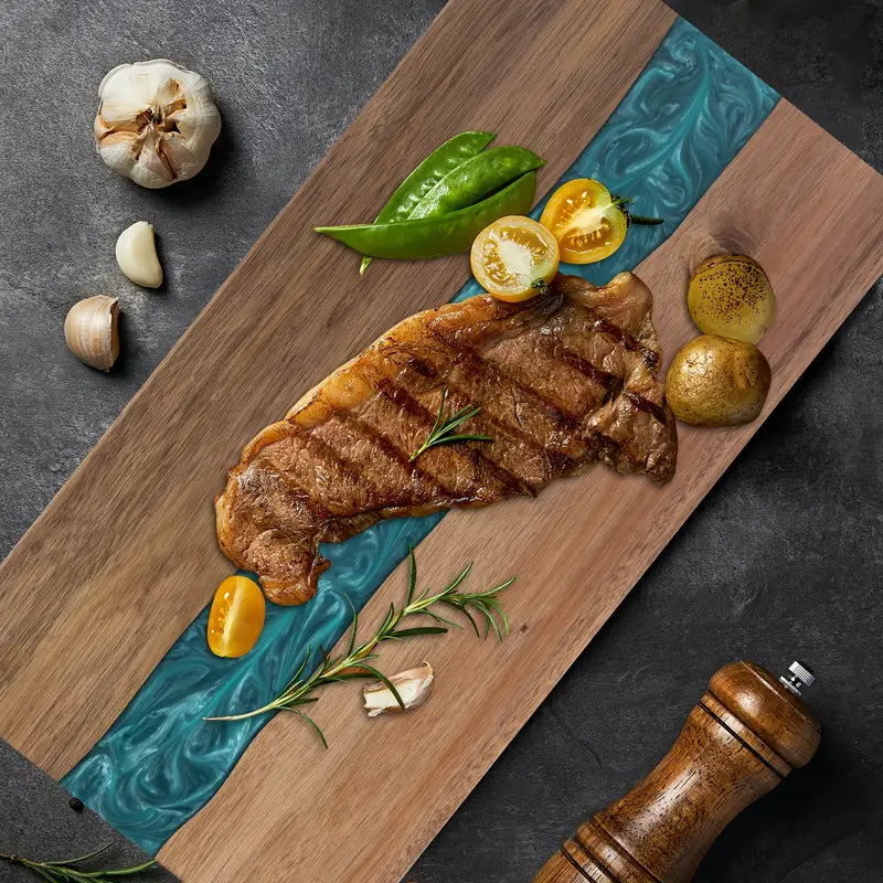Cutting Board | Acacia Wood Large Charcuterie Board with Unique Resin River Design 0
