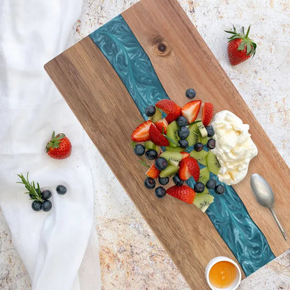 Cutting Board | Acacia Wood Large Charcuterie Board with Unique Resin River Design 1