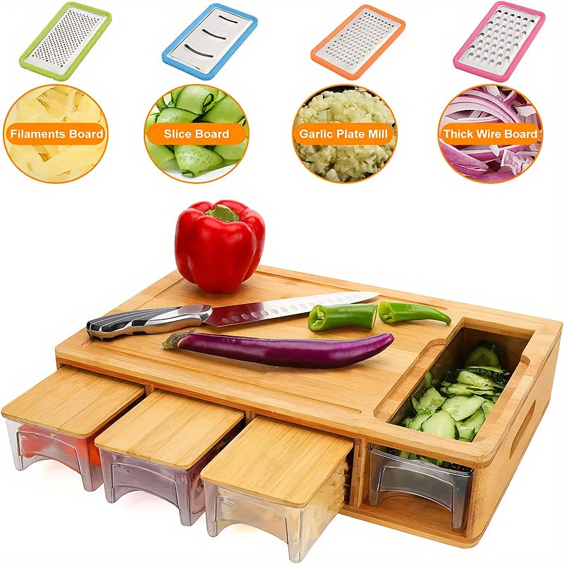 Cutting Board | Eco-Friendly Bamboo with Interchangeable Blades and Storage Trays 0