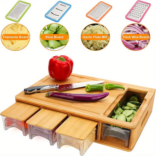 Cutting Board | Eco-Friendly Bamboo with Interchangeable Blades and Storage Trays 0