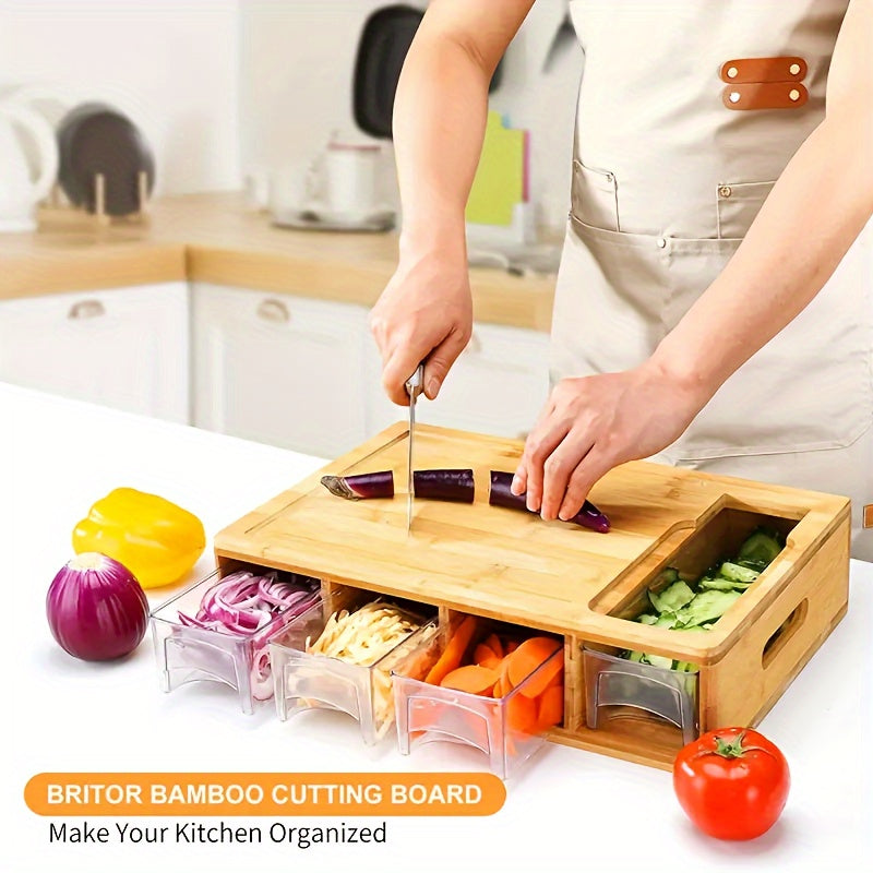 Cutting Board | Eco-Friendly Bamboo with Interchangeable Blades and Storage Trays 1