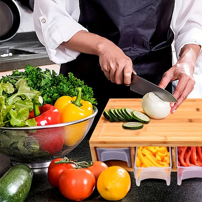 Cutting Board | Eco-Friendly Bamboo with Interchangeable Blades and Storage Trays 3