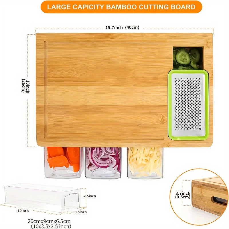 Cutting Board | Eco-Friendly Bamboo with Interchangeable Blades and Storage Trays 4