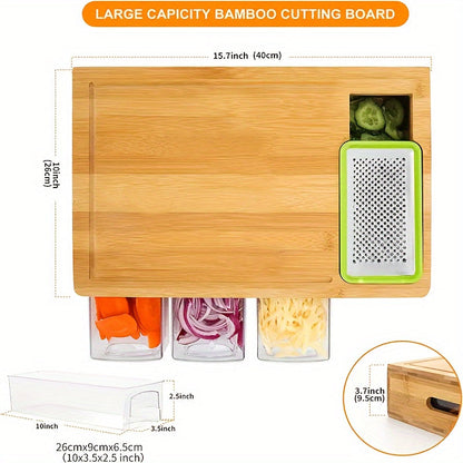 Cutting Board | Eco-Friendly Bamboo with Interchangeable Blades and Storage Trays 4