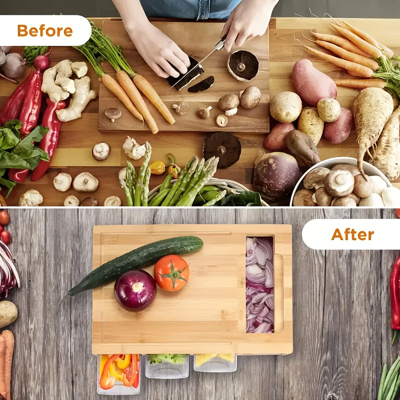 Cutting Board | Eco-Friendly Bamboo with Interchangeable Blades and Storage Trays 5