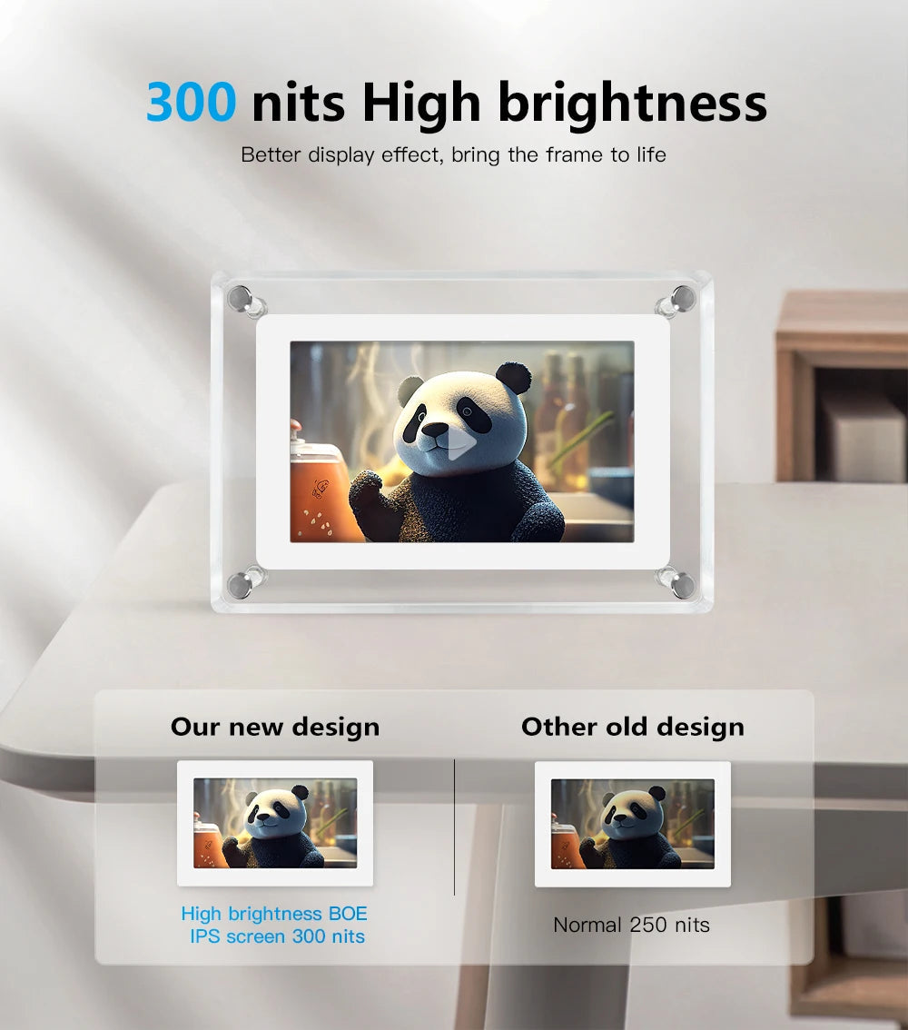 Digital Photo Frame | Acrylic Body with IPS HD Display | Portable 5-Inch Digital Picture Frame with Rechargeable Battery 5