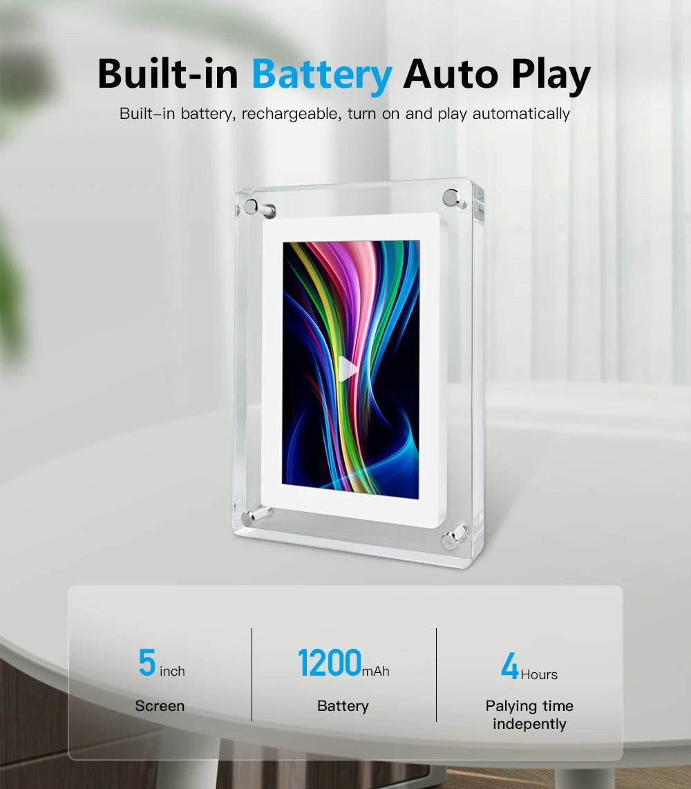 Digital Photo Frame | Acrylic Body with IPS HD Display | Portable 5-Inch Digital Picture Frame with Rechargeable Battery 7