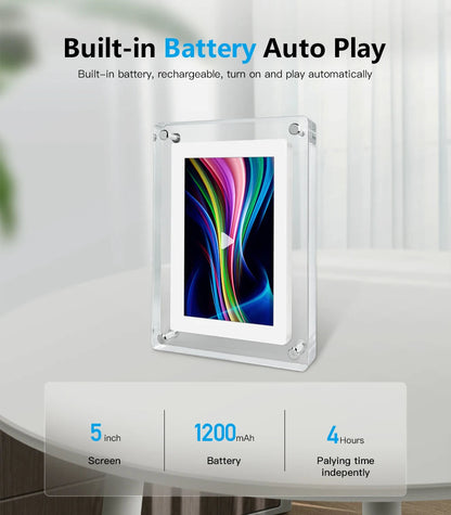 Digital Photo Frame | Acrylic Body with IPS HD Display | Portable 5-Inch Digital Picture Frame with Rechargeable Battery 7