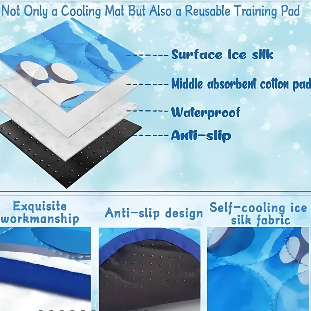 Dog Cooling Mat | Ice Silk Fabric | Self-Cooling Dog Mat for Hot Weather Relief 2