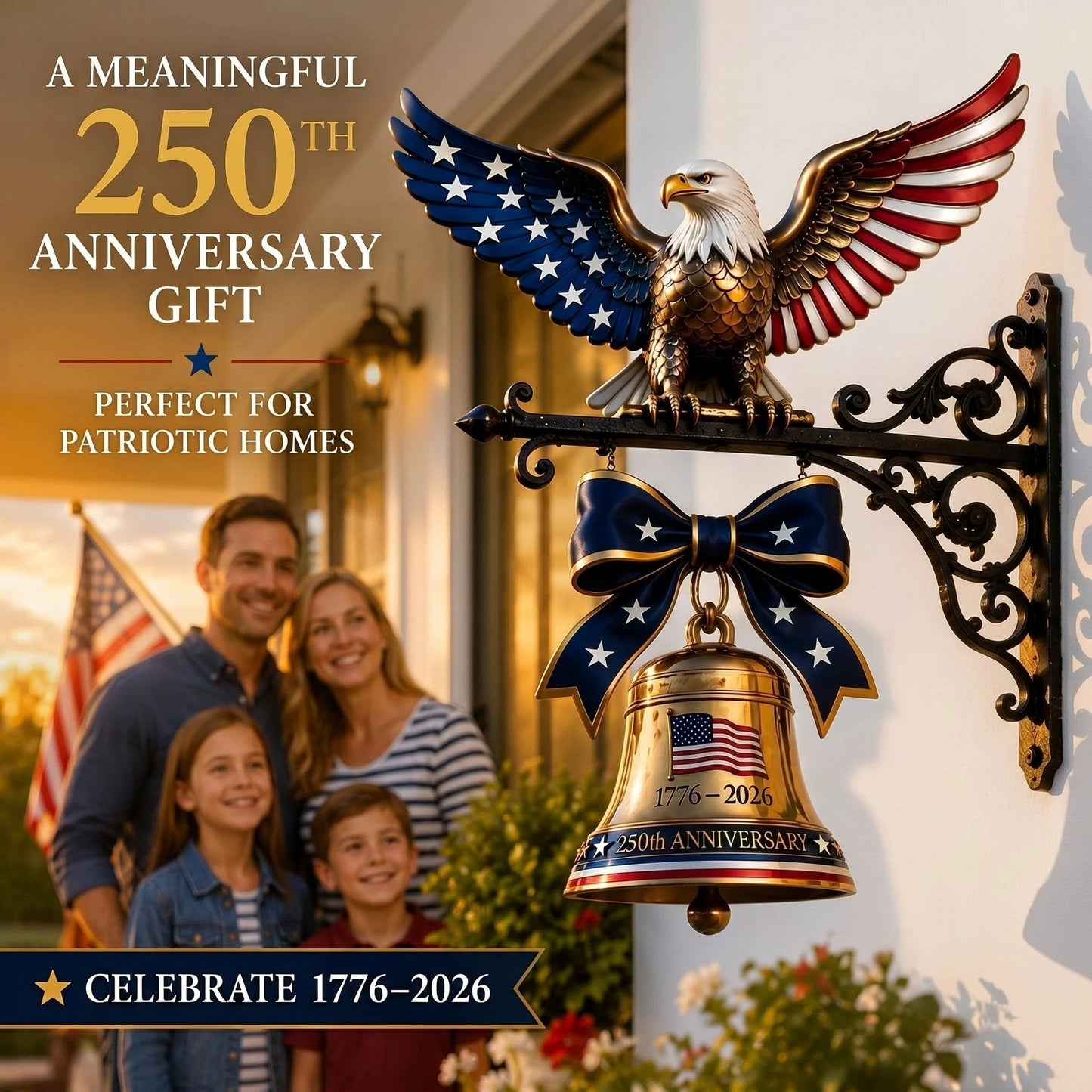 Eagle Bell | Heavy-Duty Cast Metal | 1776-2026 Semiquincentennial Commemorative Liberty Bell 4