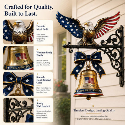 Eagle Bell | Heavy-Duty Cast Metal | 1776-2026 Semiquincentennial Commemorative Liberty Bell 5