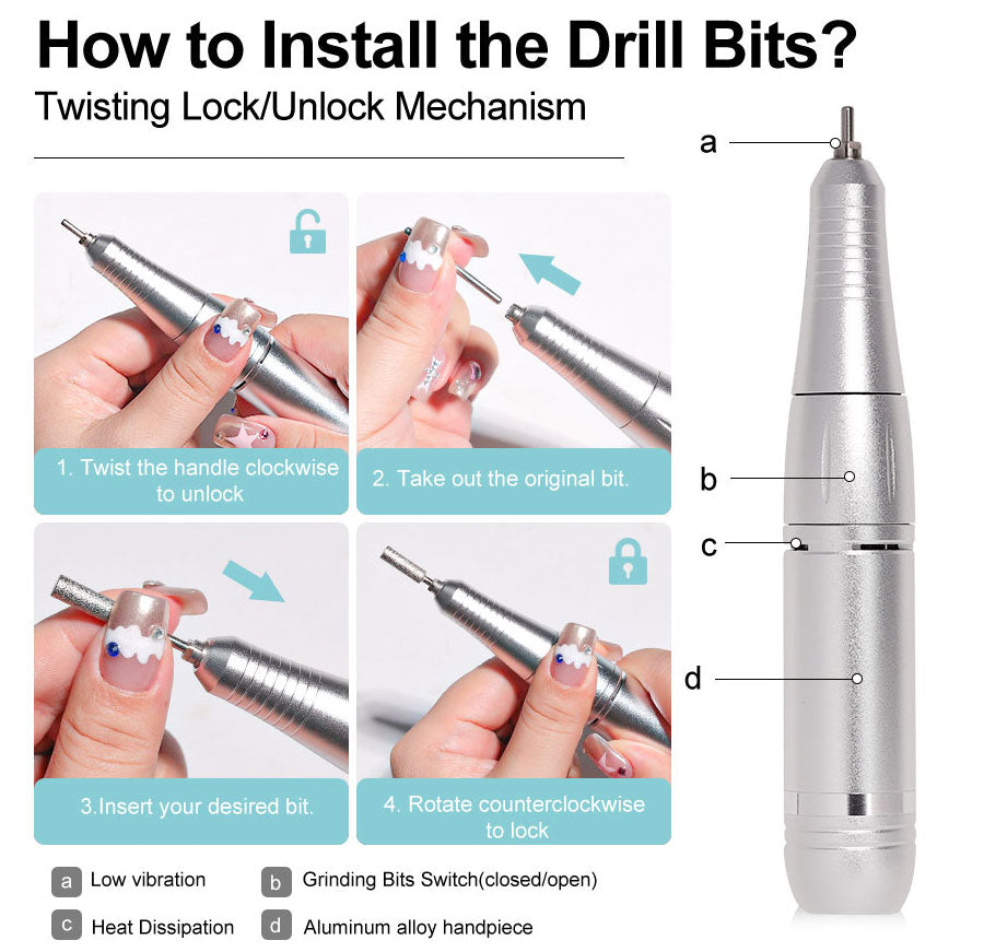Electric Nail File | 45000RPM Speed | Professional Nail Drill for Portable Nail Care 8