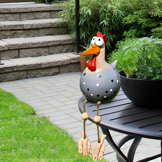 Garden Statue | Weatherproof Resin | Playful Big-eyed Chicken Garden Ornaments - 1