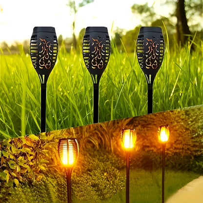 Garden Torch | Hollowed Metal Design | Solar Powered Tiki Torches with Flickering Flame Effect 1