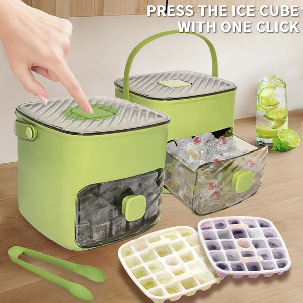 Ice Cube Tray | Layered Design with Storage Bin and Lid | Portable Ice Cube Maker for Household Use 1