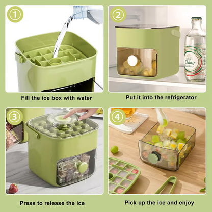 Ice Cube Tray | Layered Design with Storage Bin and Lid | Portable Ice Cube Maker for Household Use 2