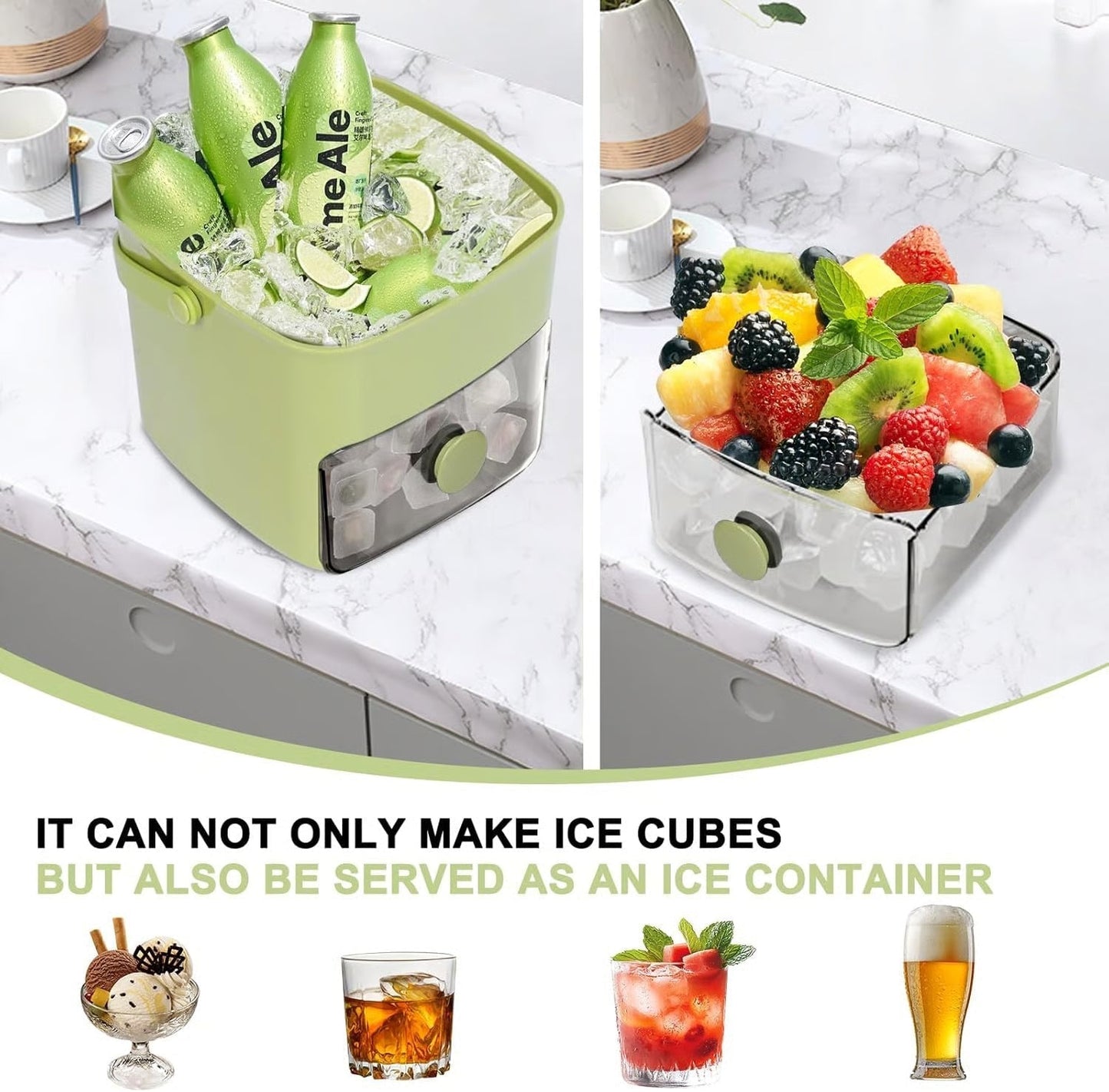 Ice Cube Tray | Layered Design with Storage Bin and Lid | Portable Ice Cube Maker for Household Use 3