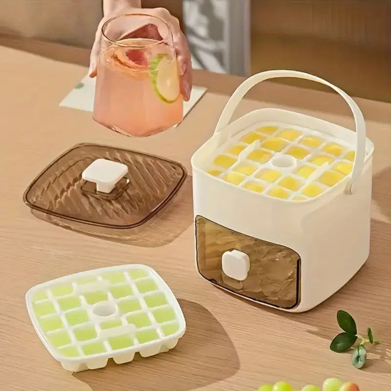 Ice Cube Tray | Layered Design with Storage Bin and Lid | Portable Ice Cube Maker for Household Use 5