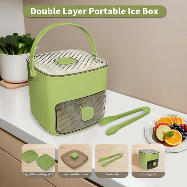 Ice Cube Tray | Layered Design with Storage Bin and Lid | Portable Ice Cube Maker for Household Use 7