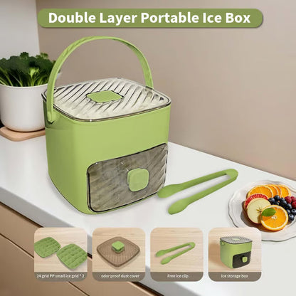 Ice Cube Tray | Layered Design with Storage Bin and Lid | Portable Ice Cube Maker for Household Use 7