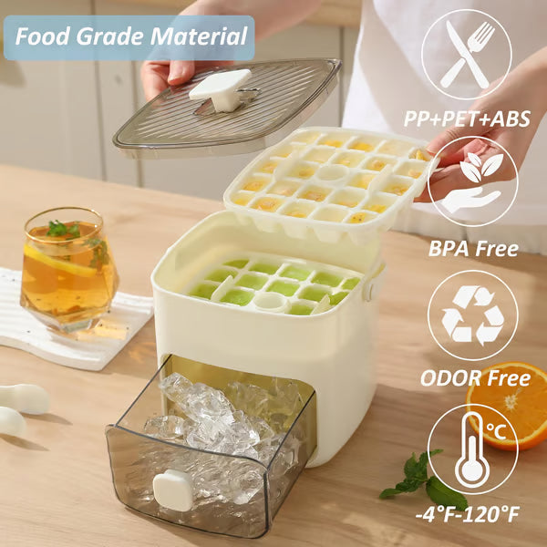 Ice Cube Tray | Layered Design with Storage Bin and Lid | Portable Ice Cube Maker for Household Use 8