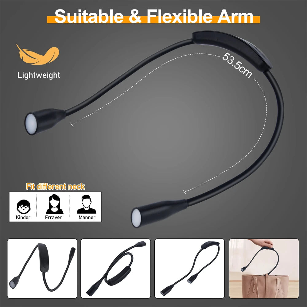 LED Neck Lamp | Ergonomic Silicone Design | USB Rechargeable with 3 Light Colors 4