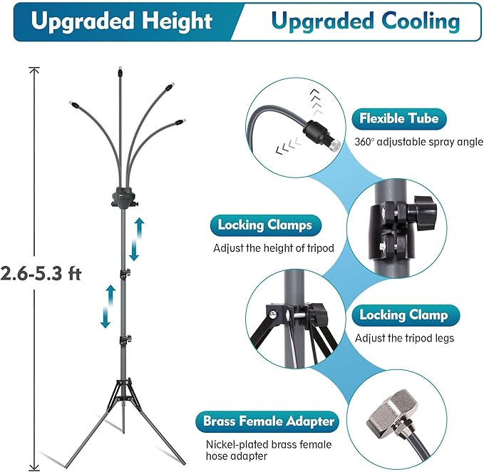 Misting System | Adjustable Height Stainless Steel | Outdoor Misting Fan for Patios and Porches 1