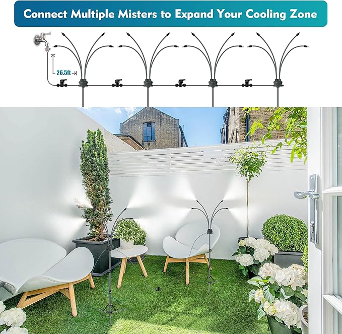 Misting System | Adjustable Height Stainless Steel | Outdoor Misting Fan for Patios and Porches 5
