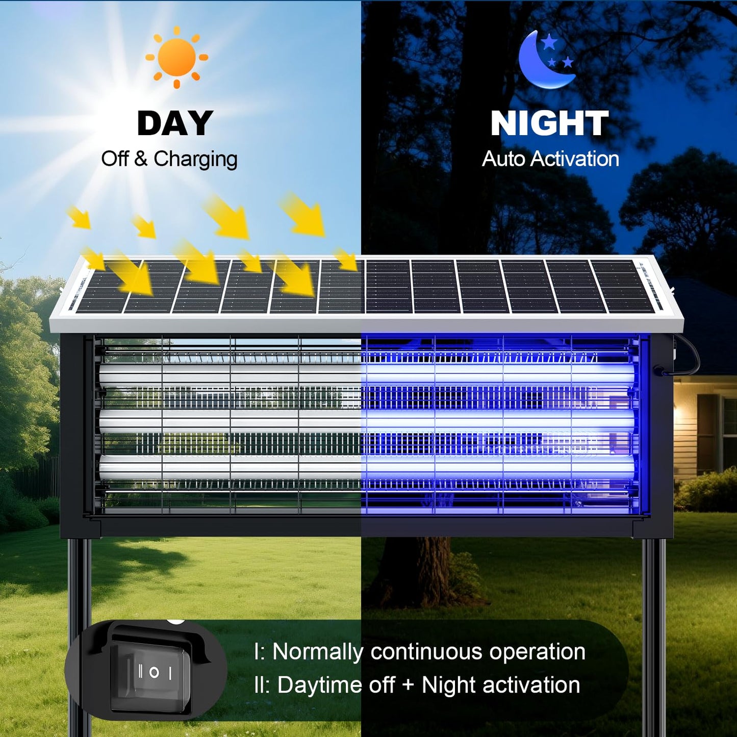 Outdoor Bug Zapper | Solar-Powered High-Efficiency | Mosquito Zapper Outdoor for Eco-Friendly Insect Control 2