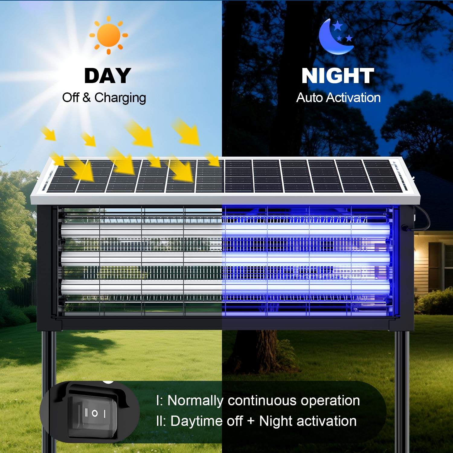 Outdoor Bug Zapper | Solar-Powered High-Efficiency | Mosquito Zapper Outdoor for Eco-Friendly Insect Control 2