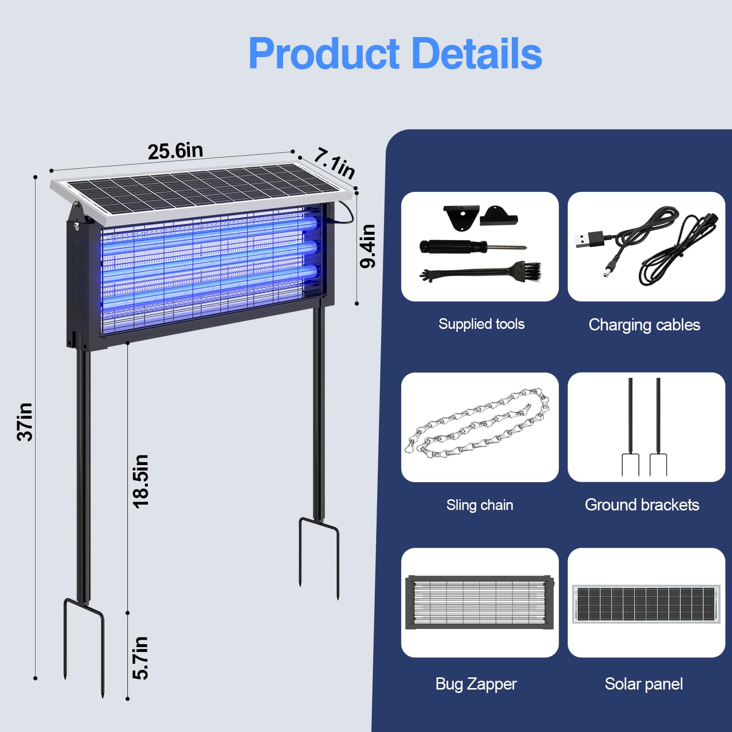 Outdoor Bug Zapper | Solar-Powered High-Efficiency | Mosquito Zapper Outdoor for Eco-Friendly Insect Control 4