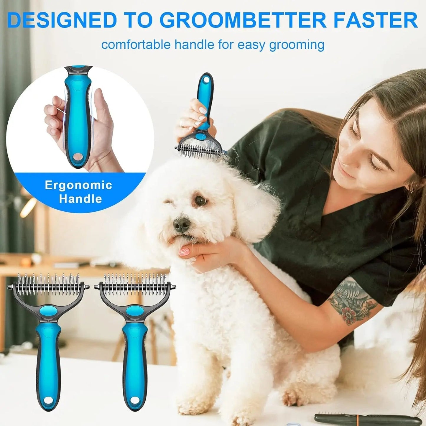 Pet Brush | Gentle Shedding and Detangling Tool | Cat Brush and Dog Brush for Effective Fur Removal 3