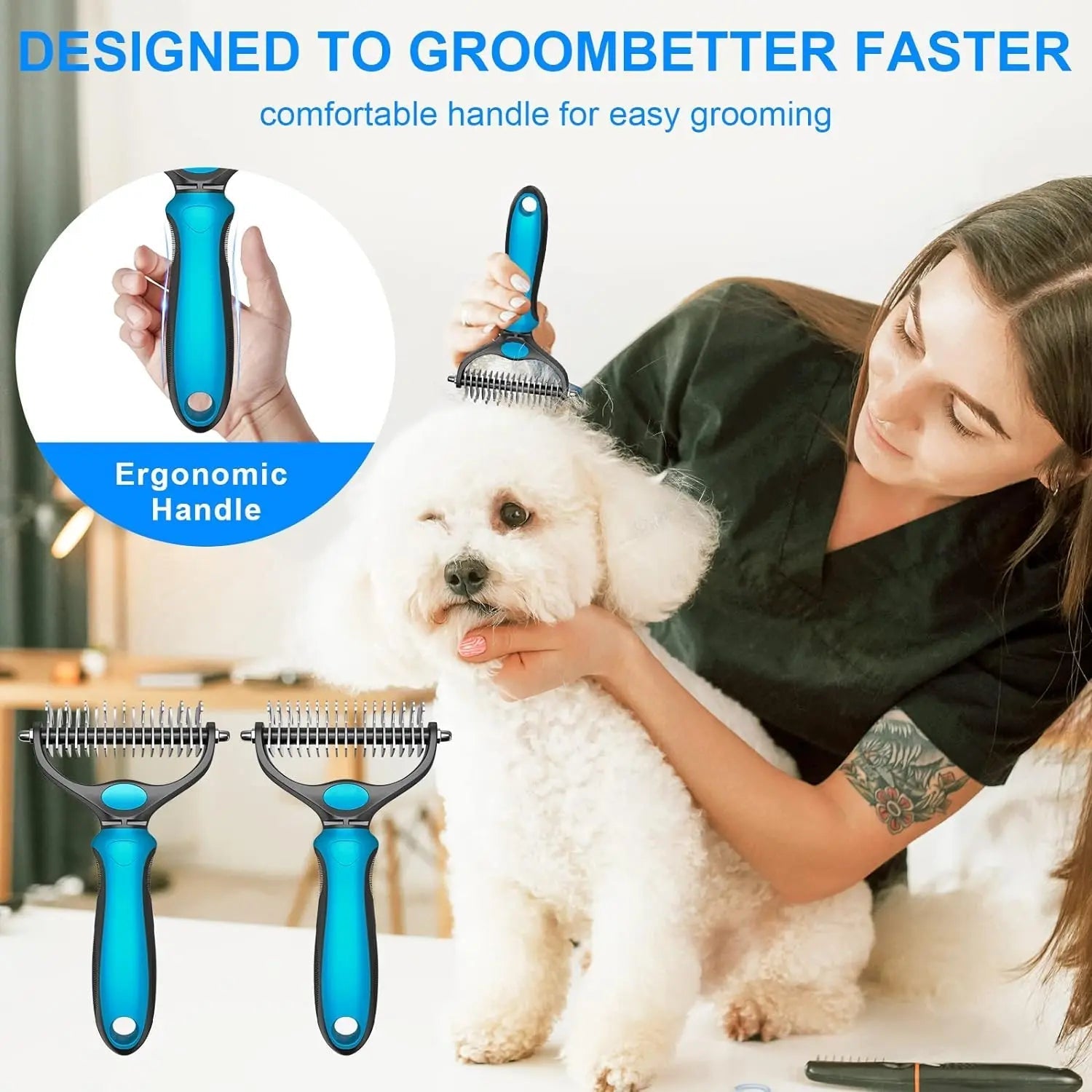 Pet Brush | Gentle Shedding and Detangling Tool | Cat Brush and Dog Brush for Effective Fur Removal 3