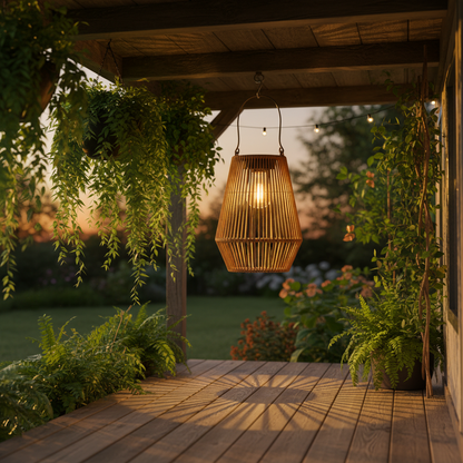 Handwoven Solar Bamboo Lantern - IP65 Decorative Garden Light