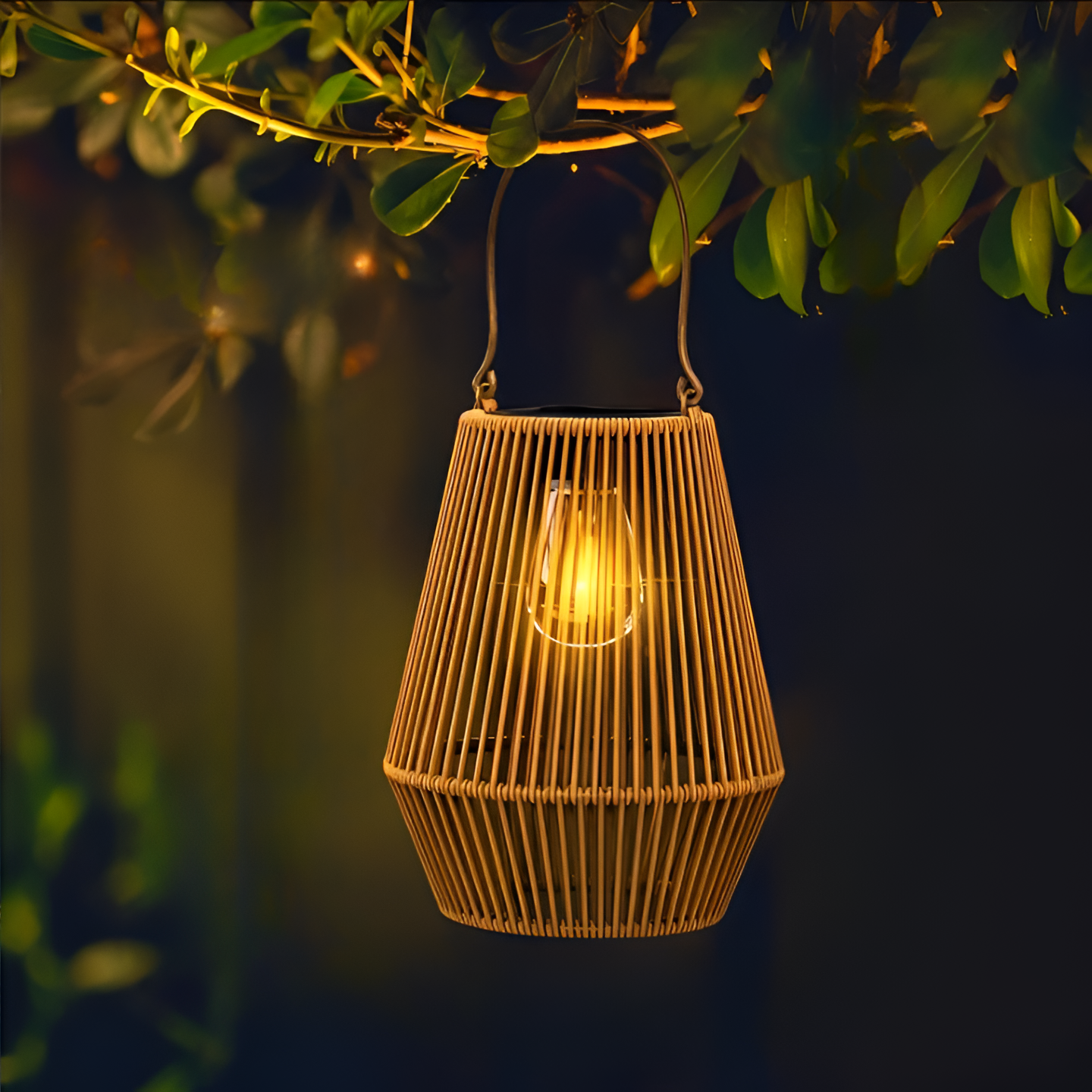 Handwoven Solar Bamboo Lantern - IP65 Decorative Garden Light
