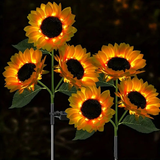 Solar Garden Lights | Solar-Powered LED | Outdoor Sunflower Design for Yard Decor 0