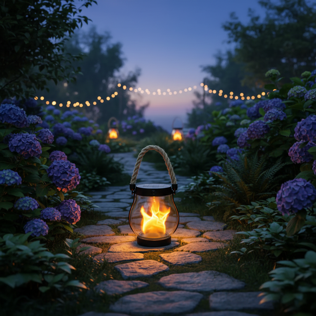 Solar LED Flame Lantern Outdoor Waterproof | Flickering Garden Pathway Light IP65 | Solar Powered Patio & Yard Decor